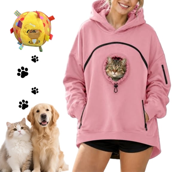 Pet Carrier Hoodie with Pouch, Pet Pouch Pull Pocket Kangaroo Sweatshirt with Side Zip