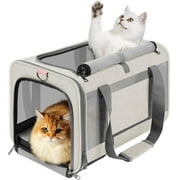 ZJQYDS Pet Carrier for Large Cat 20 lbs+ / Soft Sided Small Dog 12 Pounds Travel Crate Top Load/Collapsible Kitty Carry Bag Big Kitten Mesh/Sturdy Animal Transport cage Kennel Long Trips Beige
