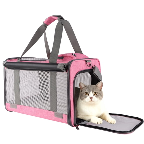 Pet Carrier for Large Medium Cats, Soft-Sided Cat Carrier Up to 20 Lbs for Travel Outdoor, Puppy Dog Kennel Pet Privacy Curtain Protection Breathable Pink
