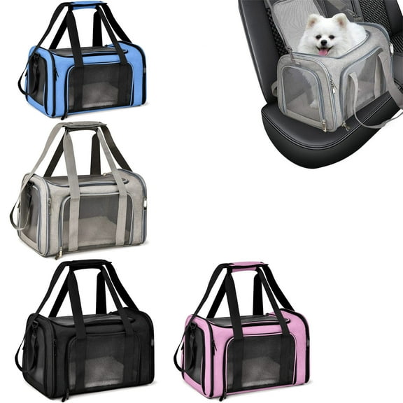 Pet Carrier Portable Travel Bag | Mesh Material | Spacious Soft Sided | Adjustable Shoulder Strap | Handheld Lightweight | For Cats and Dogs | 40x25x25cm | Easy Clean | Multipurpose Transport Box