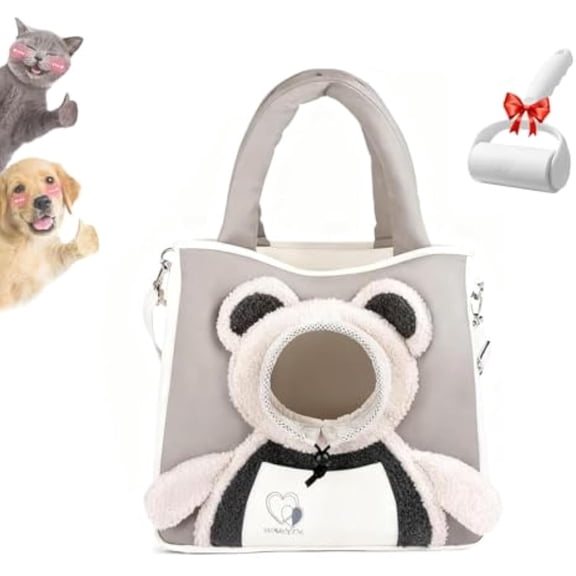 Pet Carrier Shoulder Bag, Cute Bear Pet Carrier Bag with Head-Out Design, Cozy Dog Sling Carrier, Hands-Free Stylish Crossbody for Outdoor Walking (1Pcs)