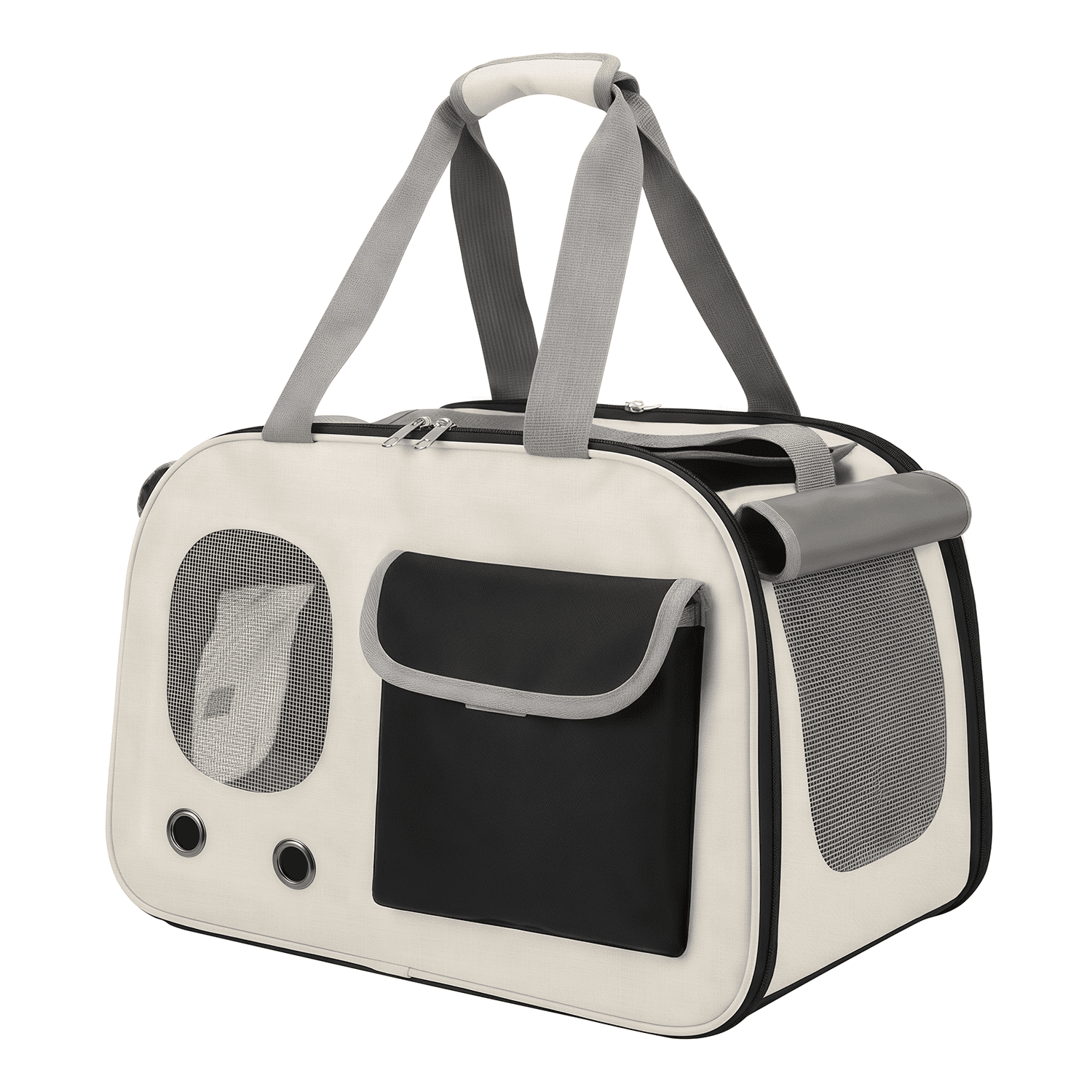 Pet Carrier, Small Dog Carrier, Puppy or Cat Carrier Bag, Waterproof Premium PU Leather Carrying Handbag for Outdoor Travel Walking Hiking Shopping (Black)
