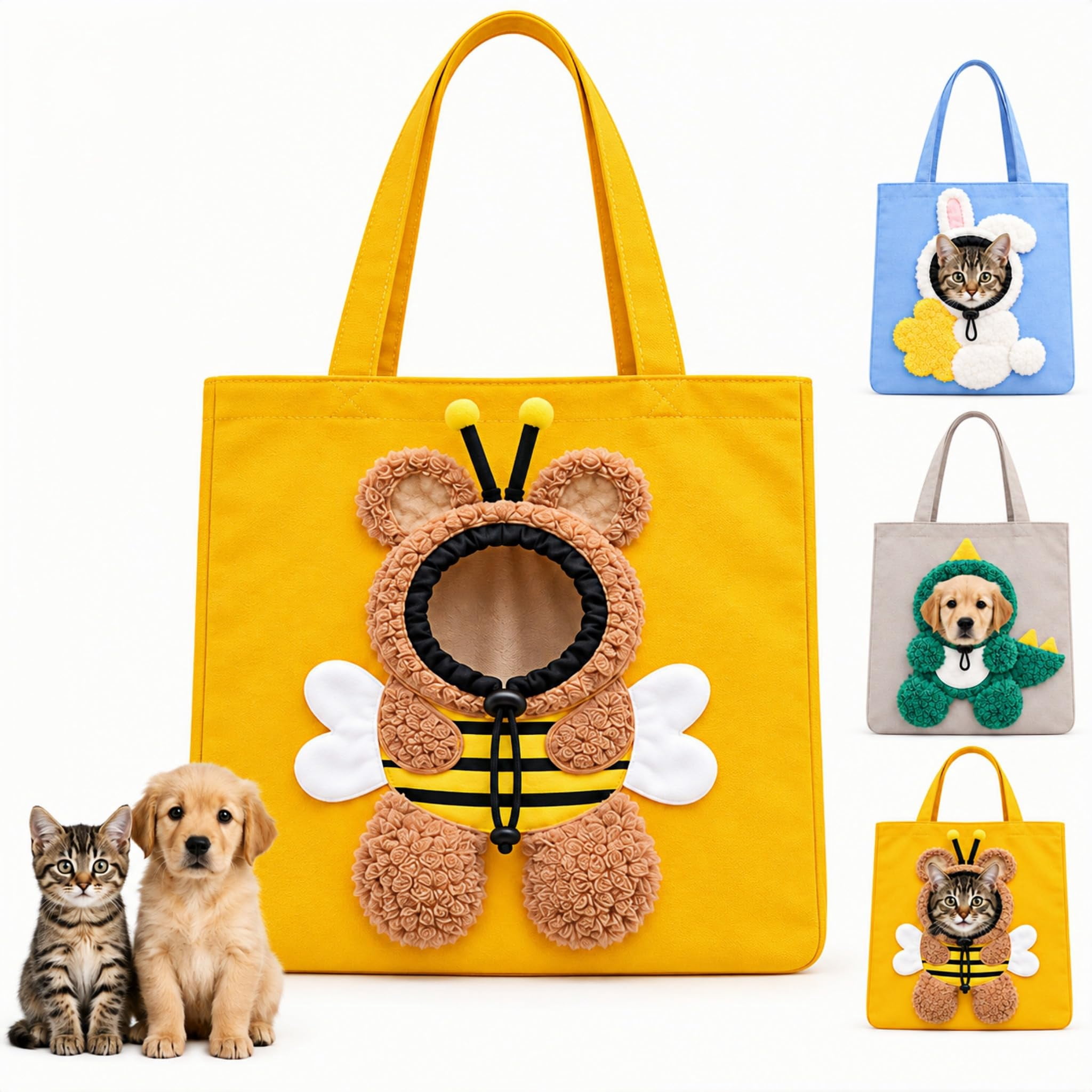 Pet Carrier Tote Bag, Cat Dog Cartoon Canvas Shoulder Bag, Animal ...