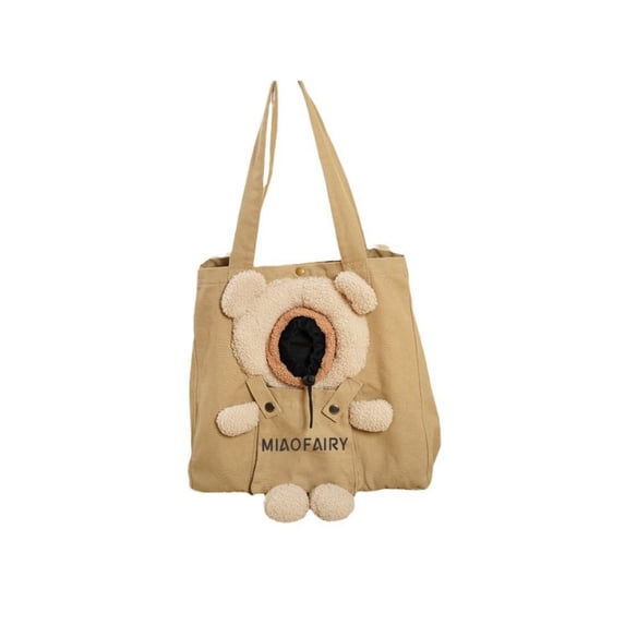 Pet Carrier Tote Bag with Teddy Bear Face Hole, Cute Bear‑Shaped Dog Cat Shoulder Carrier Bag, Portable Travel Pet Handbag for Small Puppy Kitty Outdoor Walking Trip