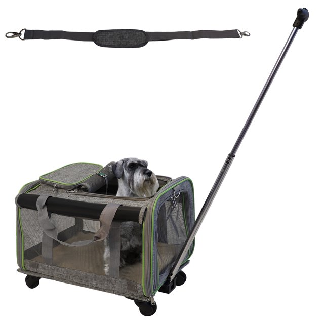 Pet Carrier with Wheels for Dogs and Cats, Airline Approved Dog Cat