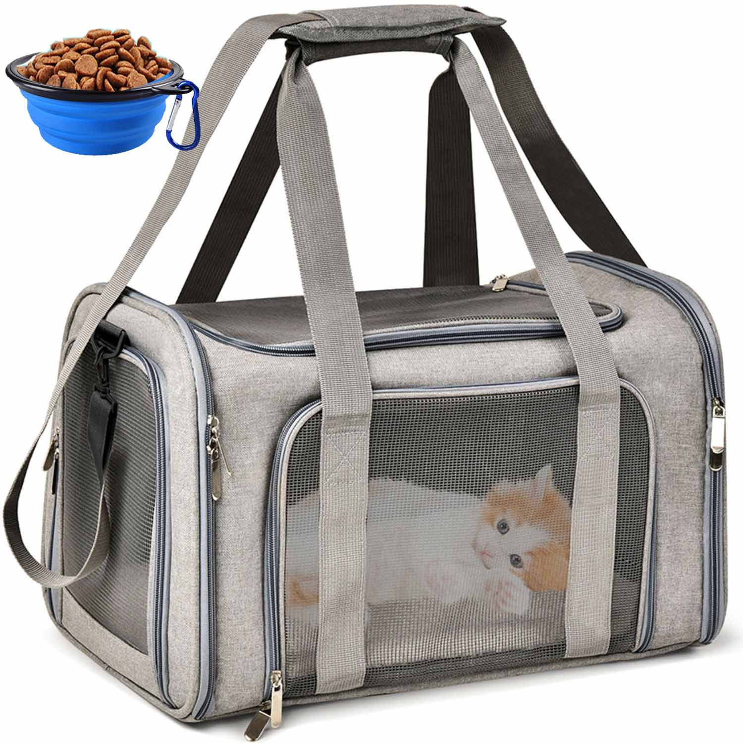 Transparent Pet Carrier Bag Side Opening Lightweight Carrier Case  Collapsible Pet Travel Carrier for Small Cats Dogs Q84D