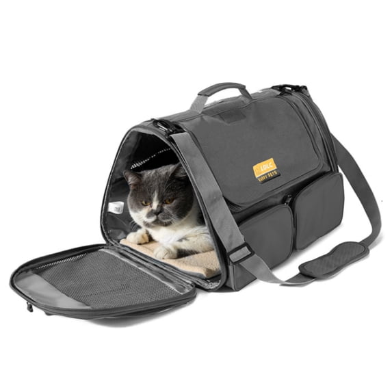 Pet Carrier for Dogs Cats Handbag Shoulder Bag Large Space Breathable and Comfortable Oxford Cloth for Shopping(Gray)