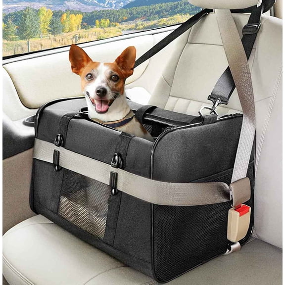 Pet Carrier for Large Cats, Soft-Sided Dog Travel Carrier, Upgraded with Patented Buckle and Soft Padding, Ideal for Car Road Trips, Black
