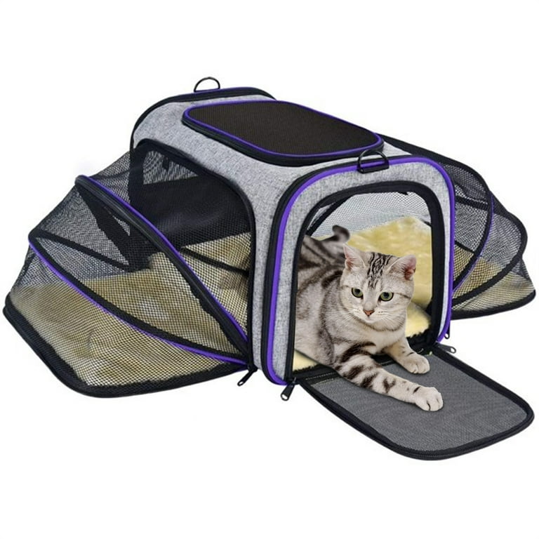 CshidWorld Cat Carrier, Pet Carrier for Large Cats, Soft-Sided Cat Carrier  with a Bowl/Front Storage Bag for Small Medium Cats Dogs up to 20lbs