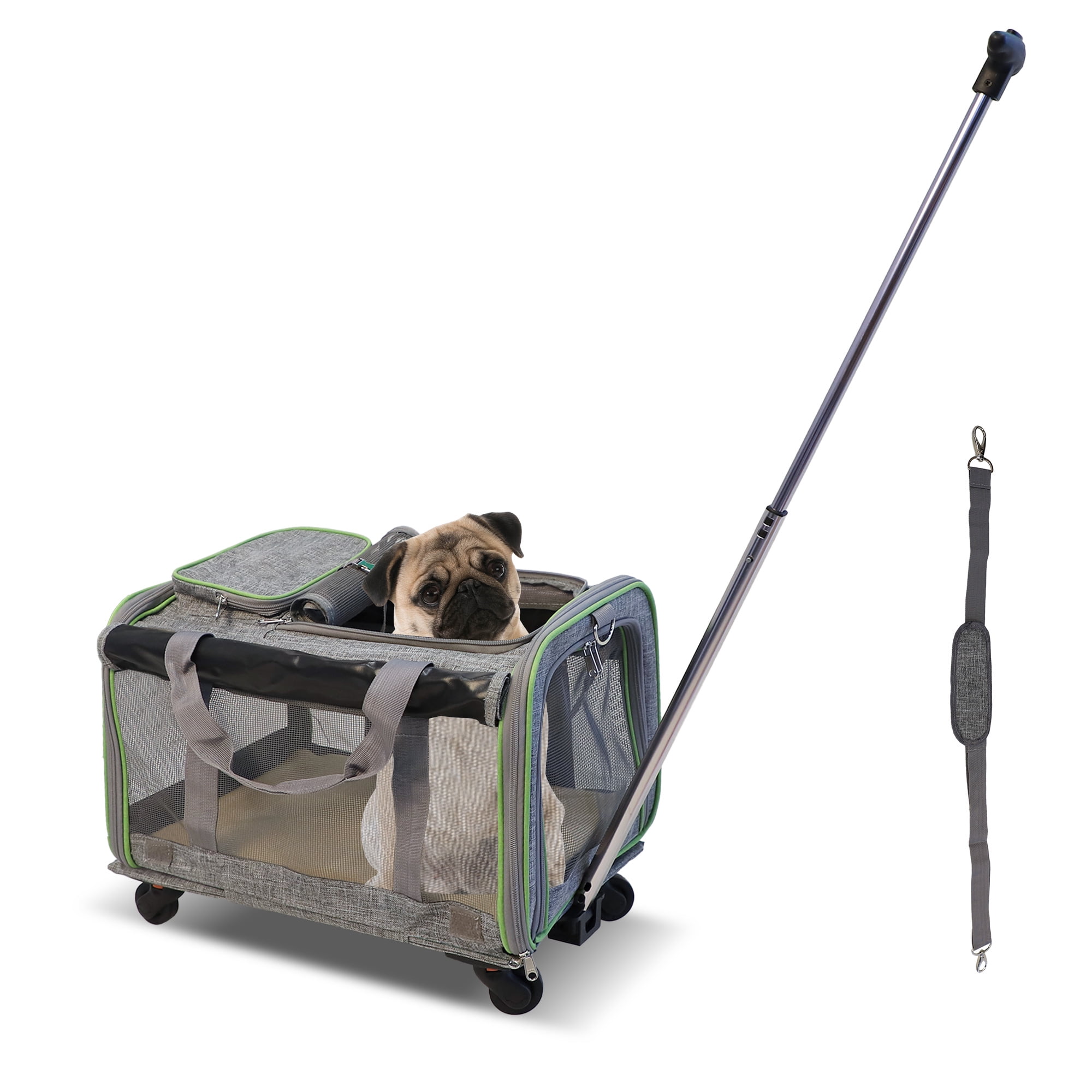 Pet Carrier with Adjustable Handle Cat Carrier Bag Airline Approved with Wheels Folding Dog Carrier with Removeable Design Walmart