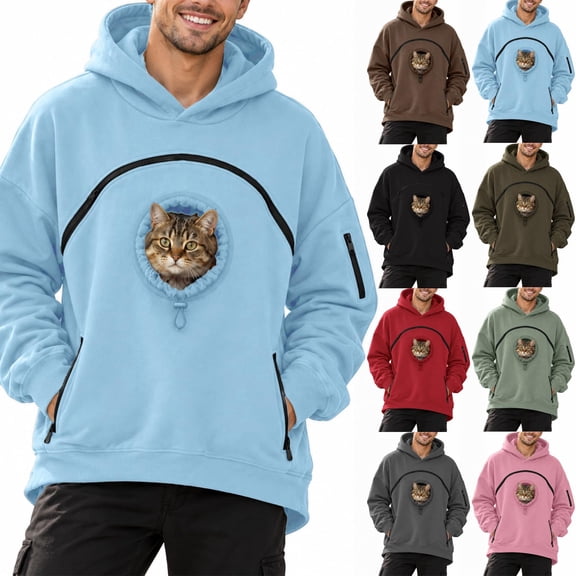 Pet Carrying Hoodie, Unisex Pet Pouch Sweatshirt with Front Pocket for Small Dogs and Cats, Cozy Hooded Pet Carrier Apparel