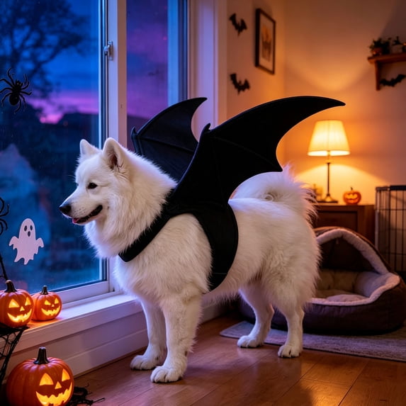 Pet Cat Bat Wings Costumes for Halloween Party Decoration, Puppy Dog Collar Leads Cosplay Bat Costume, Cute Pet Dog & Cat Dress Up Accessories