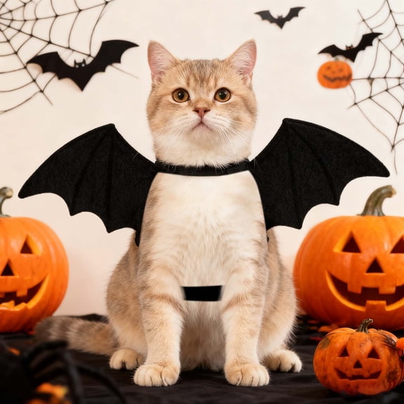 Pet Cat Bat Wings for Halloween Party - Puppy Dog Cosplay Bat Costume Cute Cat Dress Up Accessories(Black,XL)