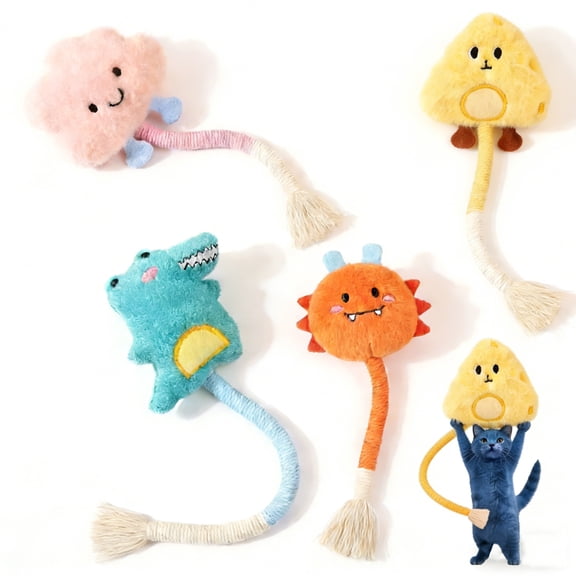 Pet Cat Bite Rope Toy Cat Doll Cat Chewing Toy Bite Rope Grinding Teeth and Cleaning Teeth Self Help Soothing Puzzle Cat Mint Fun Stick Multiple Lengths Silent and Disturbless Cat Toy Cat Interactive