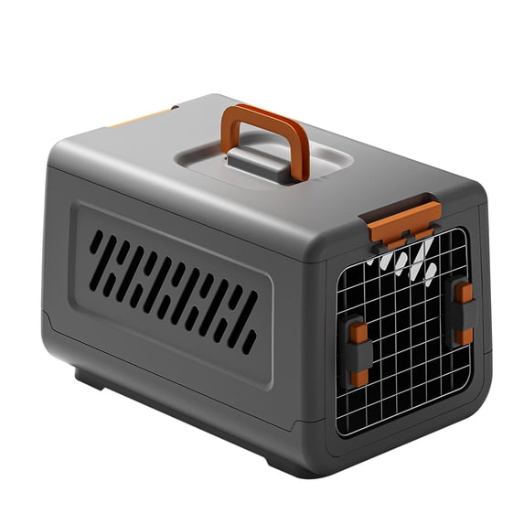 Pet Cat Carrier, Kennel Crate Airline Kitty Travel Cage Plastic Lightweight and Safe to Carry for Puppy Bunny Cats, Gray, 50*32*31.5cm