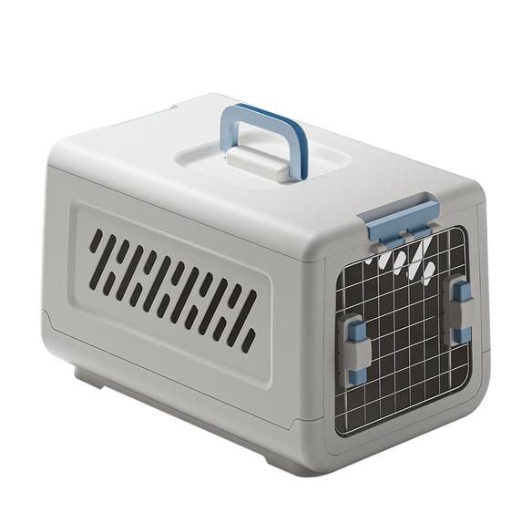 Pet Cat Carrier, Kennel Crate Airline Kitty Travel Cage Plastic Lightweight and Safe to Carry for Puppy Bunny Cats, White, 50*32*31.5cm