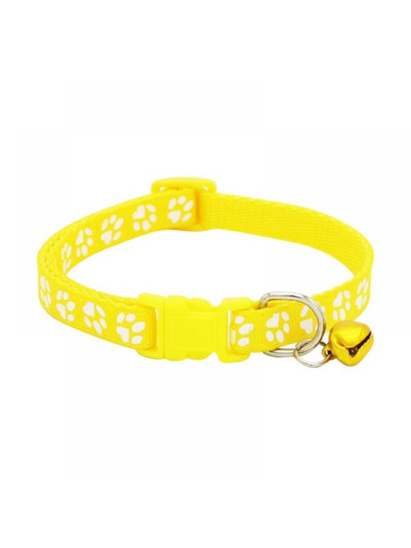 Pet Cat Dog Adjustable Necklace Shaped Footprint With Bells