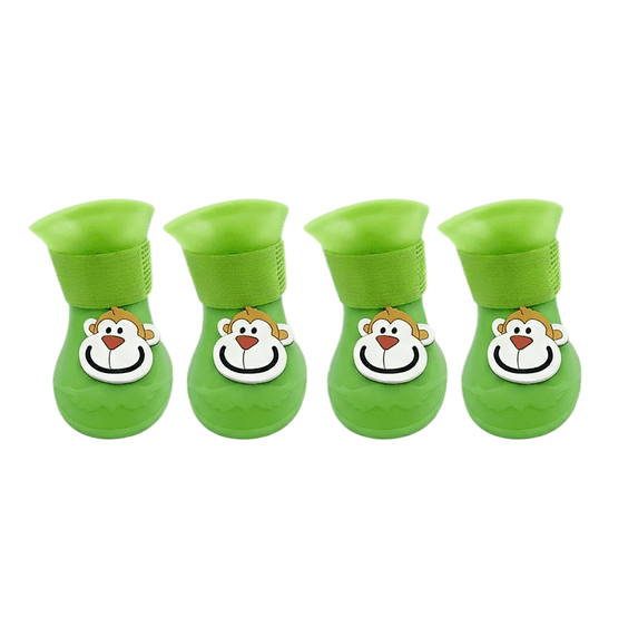 Pet Cat & Dog Rain Boots, Soft Sole Anti-Slip Waterproof, Green Size S For Puppy Kitten Outdoor Play
