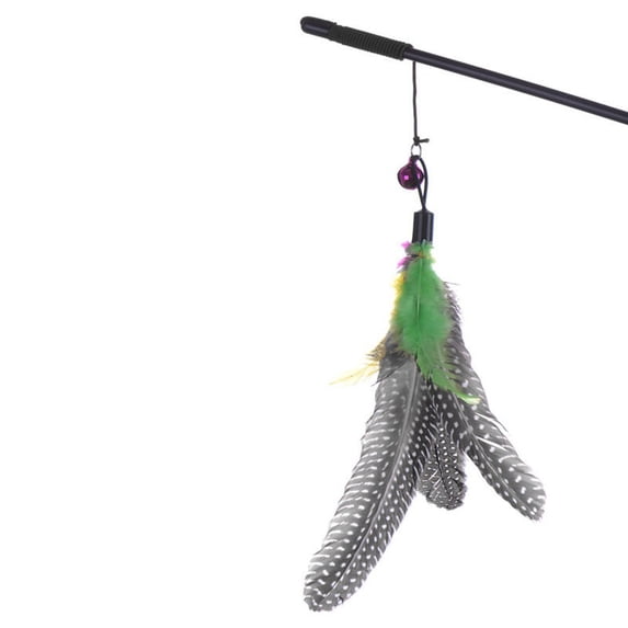 Pet Cat Interactive Exercise Toy for Solving Boredom Tease Cat Wand Toy with Colorful Feather Head