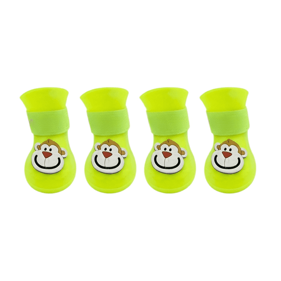 Pet Cat Rain Boots Dog Shoes, Soft Sole Non-Slip, Fluorescent Green Size Xl For Medium Large Cats Dogs, Outdoor Waterproof Footwear For Walking Running