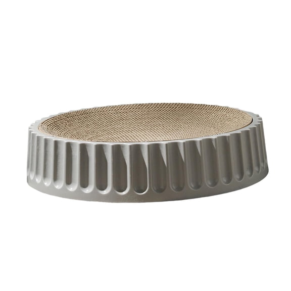 Pet Cat Scratcher Pad Toy Round Scratching Board Grind Claws Furniture Protector Indoor Corrugated Cardboard for Kitten Pet Accessories Gray Diameter 45cm