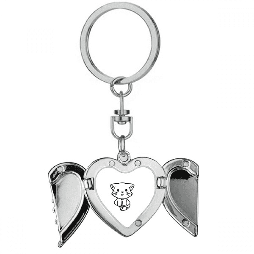 Pet Cat Stickers Art Deco Fashion Heart Angel Wing Key Chain Holder