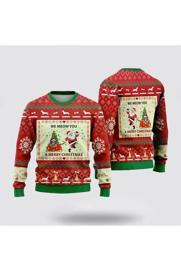 Pet Cat Sweater, American Curls Ugly Christmas Sweater, Gift For Cat Love, Cat Crewneck Sweater, Winter Fashion