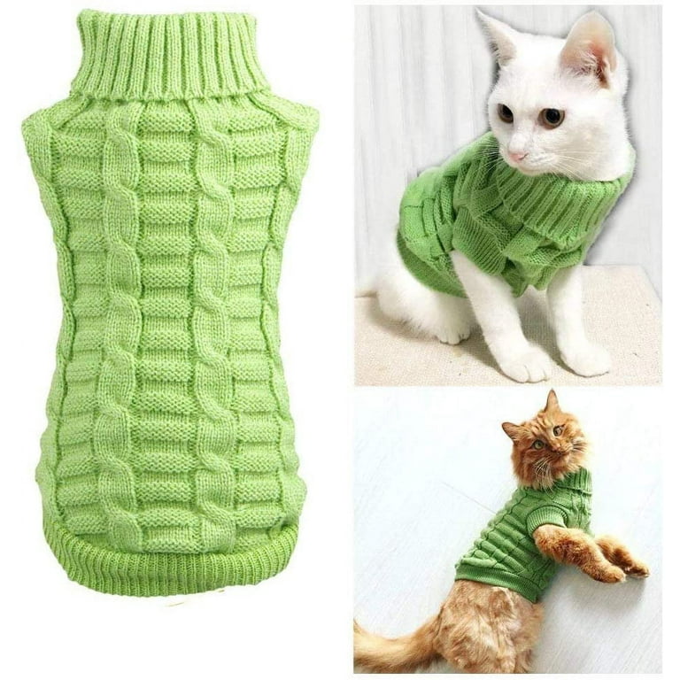 Pet Cat Sweater Kitten Clothes for Cats Small Dogs,Turtleneck Cat Clothes  Pullover Soft Warm,fit Kitty,Chihuahua,Teddy,Poodle,Pug,green,xs,F112090 
