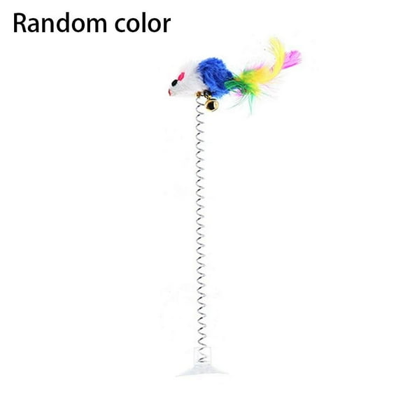 Pet Cat Toy Stick Suction Cup Spring Mouse Toy Interactive Cat Toy