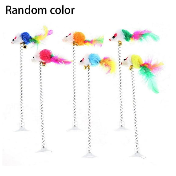 Pet Cat Toy Stick Suction Cup Spring Mouse Toy Interactive Cat Toy