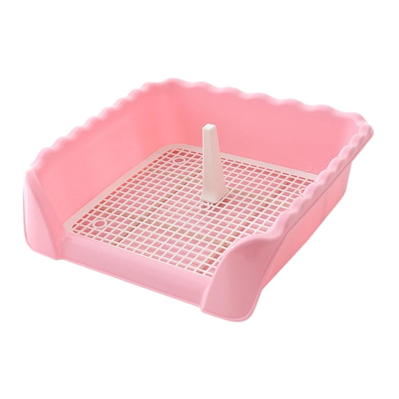 Pet Cat Training Toilet Tray, with Removable Post Portable Potty Trainer Pee Pad Holder Reusable Washable Dogs Toilet for Indoor Pink Medium