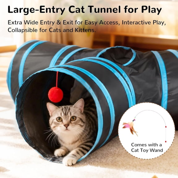 Pet Cat Tunnel Tube Cat Toys 3 Way Collapsible, Tunnels for Indoor CatsKitty Bored Peek Hole Toy Ball Cat, Puppy, Kitty, Kitten, Rabbit
