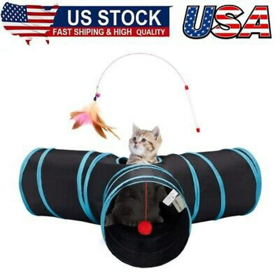 Pet Cat Tunnel Tube Toys 3 Way Collapsible, Tunnels for Indoor Cats,Kitty Bored
