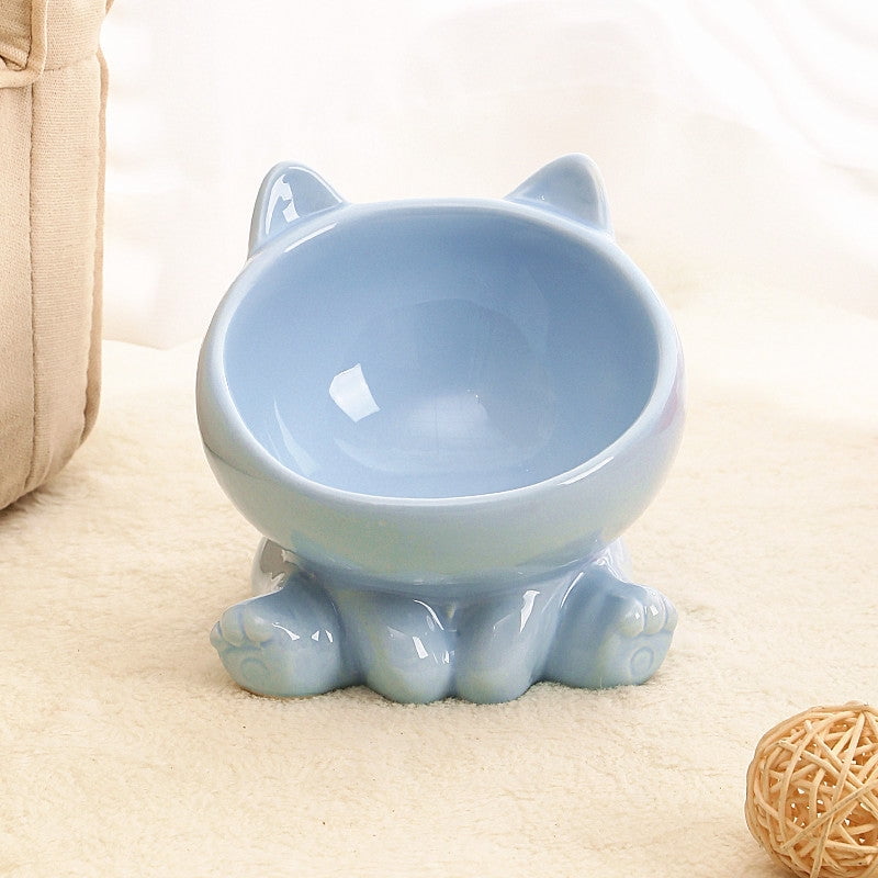 Pet Cats Bevel Ceramic Stone Neck Bowl