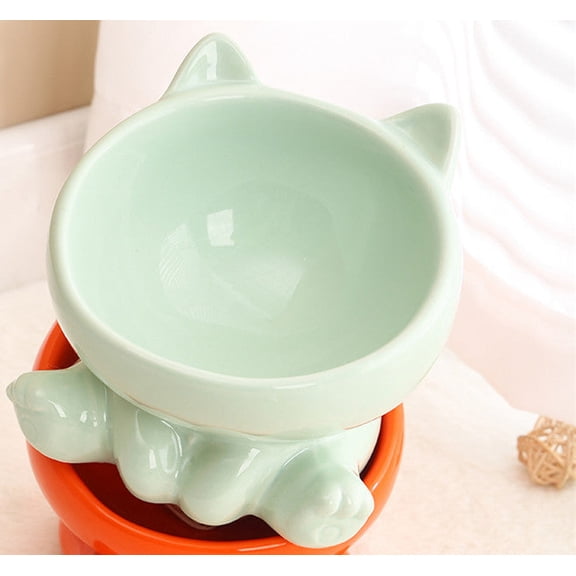 Pet Cats Bevel Ceramic Stone Neck Bowl