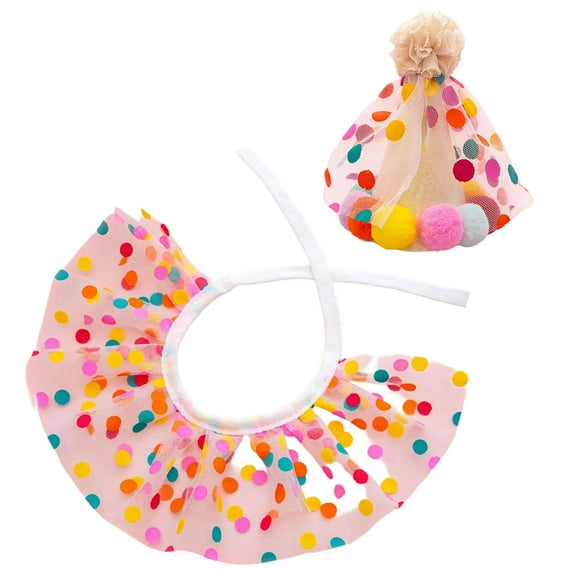 Pet Cats Birthday Set With Lovely Bib And Cone Hat Adjustable and Easy Wear for Various Occasion Festival Celebration