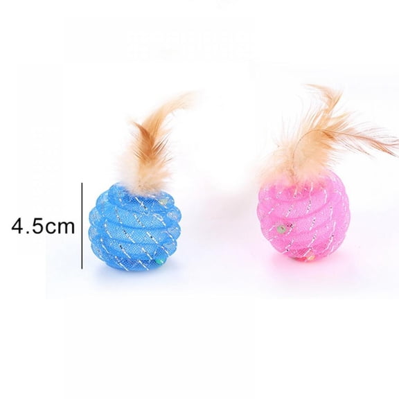 Pet Cats Feather Ball Toys Scratching Toys Interactive Chewing Plastic Pipe Roll Ball Training Toys Pet Toy
