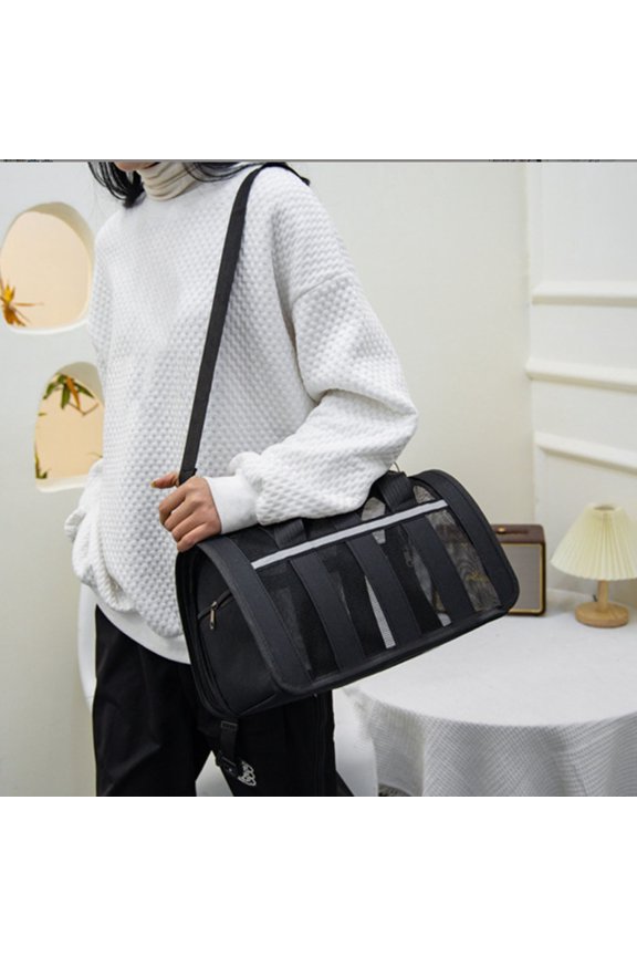 Pet for Cats and Small Dogs Portable Handbag with Soft Edges Breathable for Indoor Outdoor Travel Removable Washable Pad Net Proof and Lightweight,34x24 cm,Black