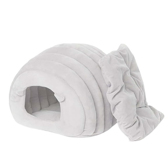 Pet Cave Bed Covered Cat Bed Puppy Tent House, Warm Sleeping Cave Pet Bed for Cats Small Dogs, Soft Cat Nest with Removable Cushion Washable, Cozy Cave Cat Bed Burrow Dog Bed(13.8"×15.8",Gray)