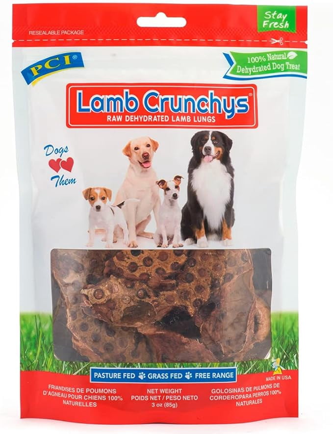 Pet Center, Inc. PCI Lamb Crunchys Raw Dehydrated Lamb Lungs Dog Treats