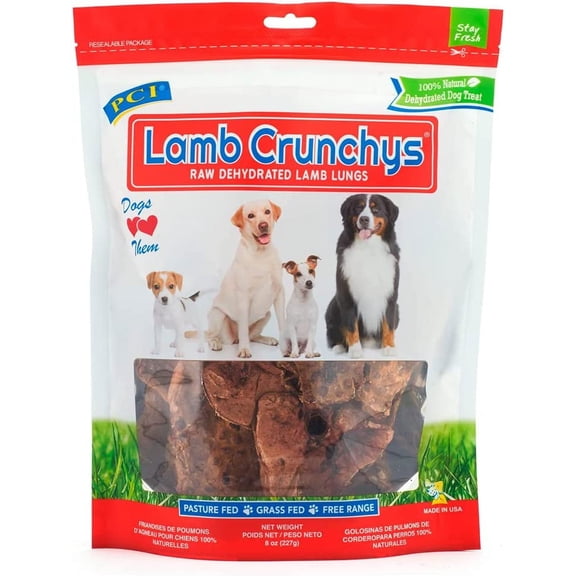 Pet Center, Inc. PCI Lamb Crunchys Raw Dehydrated Lamb Lungs Dog Treats, 8 Ounce Pack, one Size