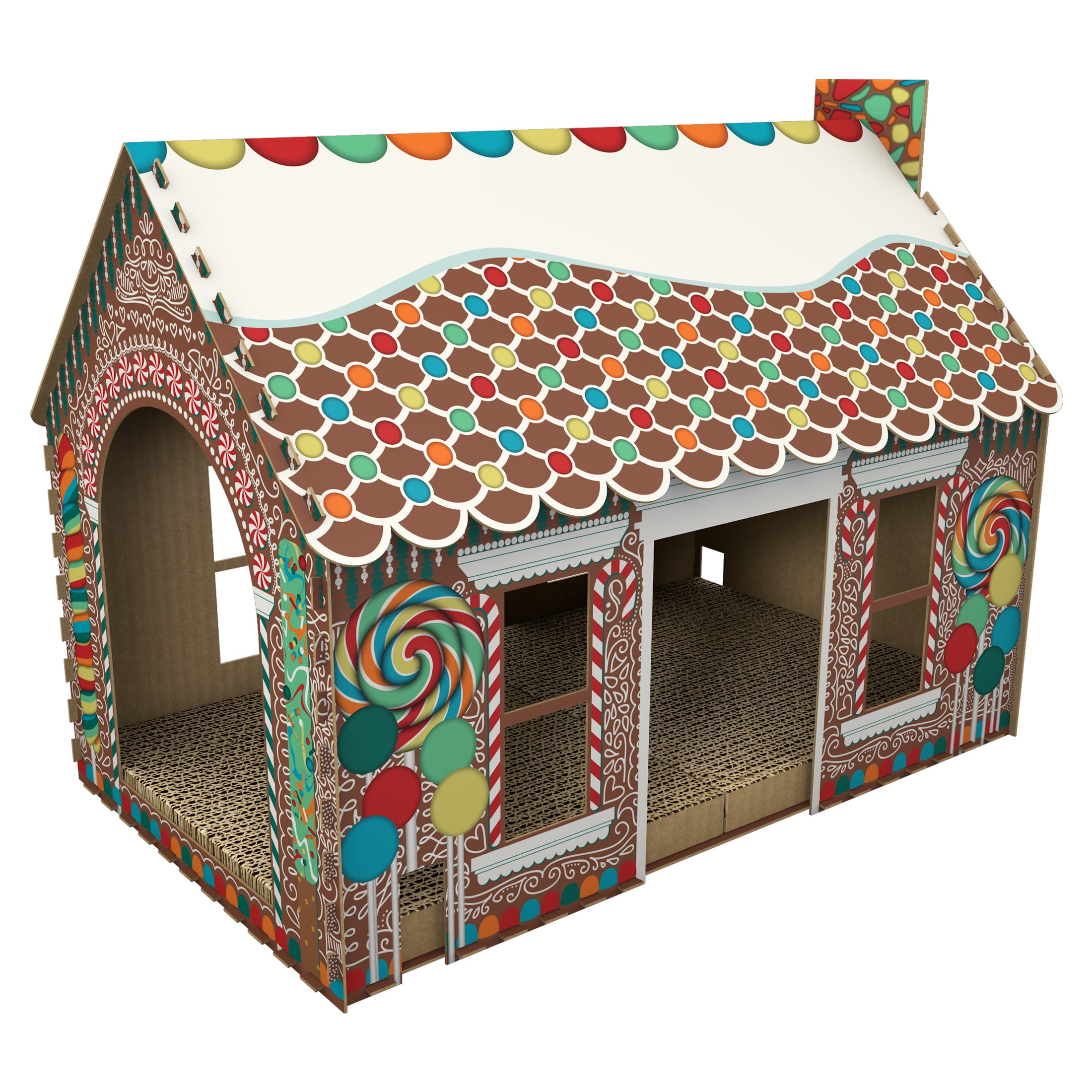 Pet Champion Corrugated Cat Scratching Gingerbread Playhouse W Catnip