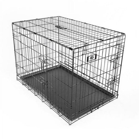 Pet Champion Deluxe 36" Two-Door with Divider Wire Pet Crate Kennel, Large, Black