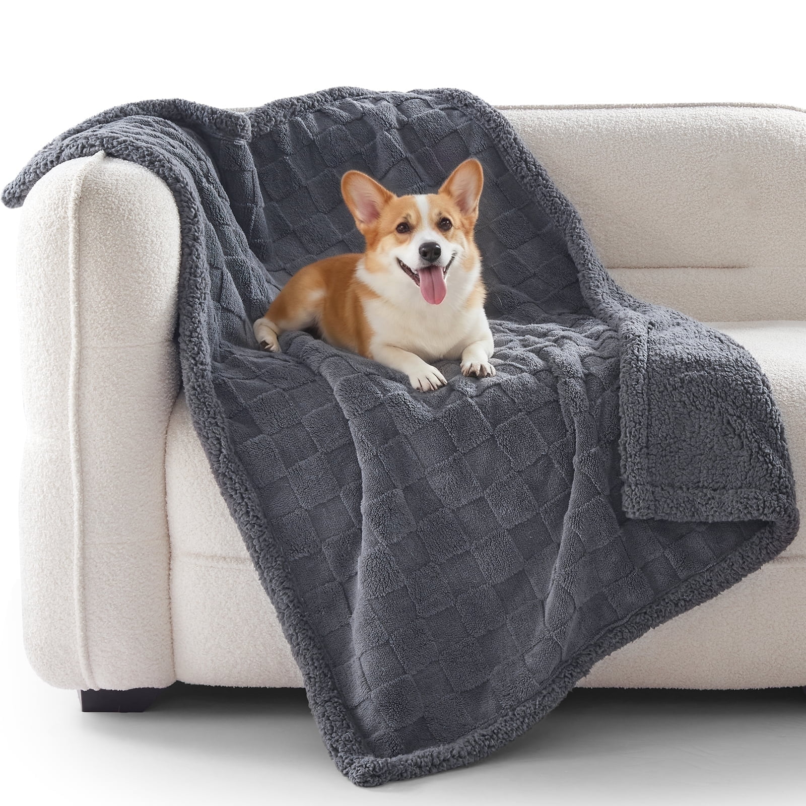 Waterproof Dog Blankets for Small Dogs Cats, Pet Blanket for Bed Furniture Sofa Protector, Soft Fleece Puppy Blanket for Crate Car Outdoor, Dog Gifts, Washable, 40"x30", Light Gray