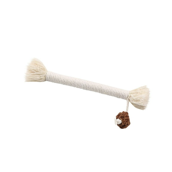 Pet Chew Toy for Dogs & Cats – Red Rope Teething Toy with White Tassels and Natural Pinecone, Durable Cotton Rope Toy for Dental Care, Boredom Relief, Interactive Play