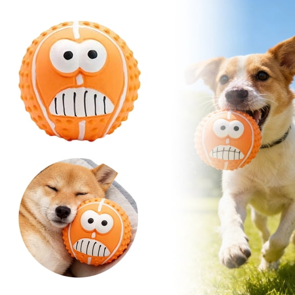 Pet Chew Toy Funny Face Latex Squeaky Chew for Interactive Play