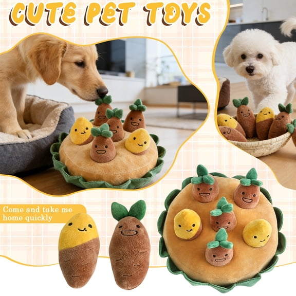 Pet Chew Toy With Hide & Seek + Squeaker, Interactive Puzzle Toy For Boredom Relief, Durable Plush Chew Toy For Dogs Cats Teething And Mental Stimulation, Set Of 5 Hide & Squeak