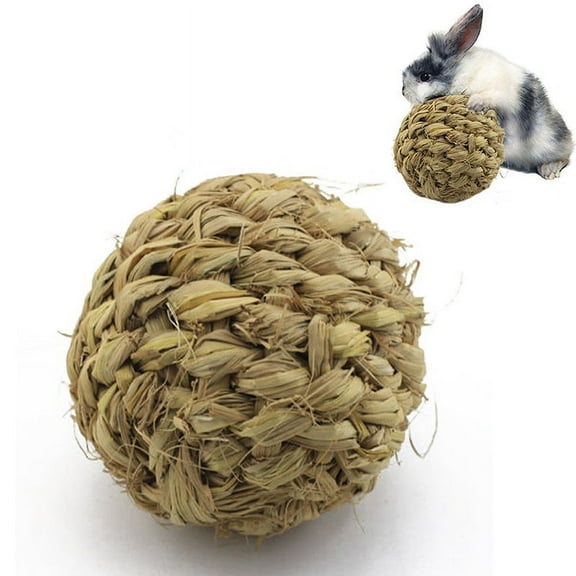 Pet Chew Toy Natural Grass Ball with for Hamster Guinea Pig Tooth Cleaning