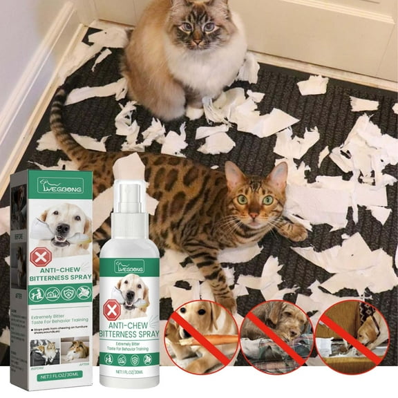 Pet Chewing Spray, Bitter Taste Deterrent for Dogs, 30ml Pet Behavior Training Aid to Stop Chewing Furniture Licking Wounds