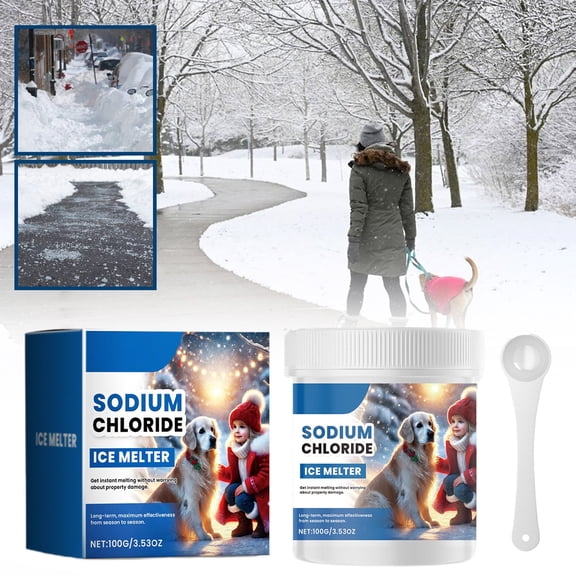 Pet & Child Safe Ice Melt 3.95oz, 100% Salt & Chloride-Free, Non-Toxic, Concrete & Lawn Safe, Fast Acting Winter Deicer with Traction Agent, Safe Driveways, Sidewalks & Patios